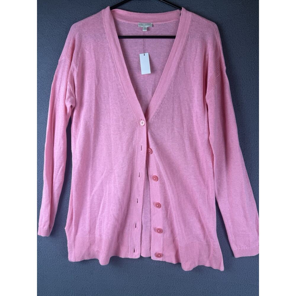 NWT Talbots Linen Button Cardigan Size Small Petite Pink Lightweight Classic